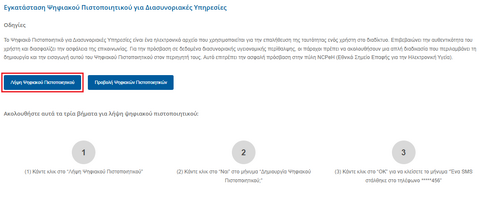 Εικόνα 8.1.0: Οδηγίες Εγκατάστασης Ψηφιακού Πιστοποιητικού για Διασυνοριακές Υπηρεσίες.