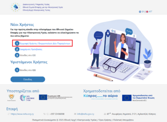 Εικόνα 2.2: Βήματα Εγγραφής Νέου Χρήστη στην Πύλη Εθνικού Σημείου Επαφής για Ηλεκτρονική Υγεία.